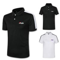 New_Fila คลาสสิกตัวอักษรโลโก้เสื้อโปโลผู้ชายสั้นแขนเสื้อฝ้าย Casual เสื้อเสื้อ