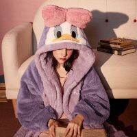 Women Nightgown Winter Flannel Sweet Hooded Sleep blouse Female Warm Cute kawaii Thicker Fashion Soft Chic Robes sets