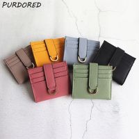 PURDORED 1 Pc Slim Women Card Holder Leather Candy Color Bank Credit Card  Multi Slot Mini  Card Case Wallet Tarjetero Hombre Card Holders