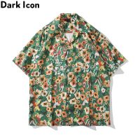 Dark Icon เสื้อเชิ้ตฮาวายพิมพ์ลายเต็มรูปแบบ,เสื้อเชิ้ตผู้ชายสไตล์วินเทจสตรีทสำหรับผู้ชายเหมาะกับฤดูร้อน