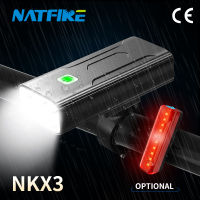 NATFIRE ไฟจักรยาน NKX3 LED 5200MAh ติดทนนาน USB ชาร์จไฟจักรยานด้านหน้าและด้านหลัง MTB Super Bright ไฟหน้า