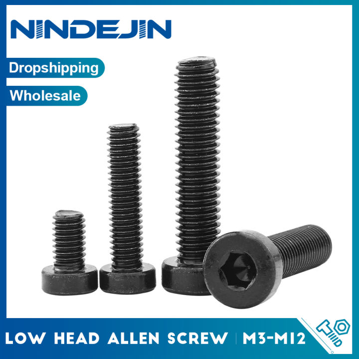 nindejin-สกรูฝาหัวอัลเลนบางสำหรับ-m3ฝาครอบหัวสกรูซ็อกเก็ตหกเหลี่ยม-m10-m8-m6-m12คาร์บอนเกรด12-9ชิ้นขนาด2-40ชิ้น