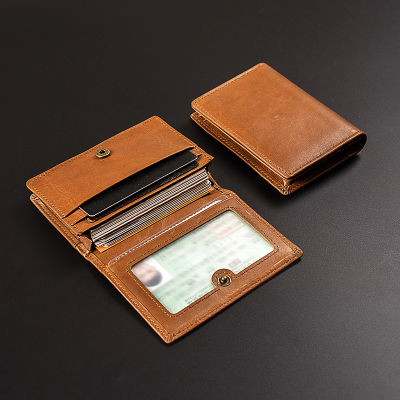 กระเป๋าใส่บัตรหนังวัวแท้หรูหรา,กระเป๋าเงินผู้ชายและผู้หญิงกระเป๋าใส่บัตรเครดิตบัตรวีไอพีใส่บัตรประจำตัวประชาชนแบบ RFID