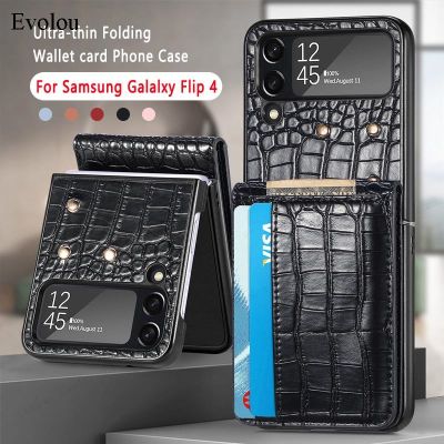 luxury Crocodile Pattern Leather Phone Case For Samsung Z Flip 4 5G Anti-theft Wallet Card Slot stand Holder cover For SM-F721B