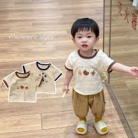 Summer Baby Casual Clothes Set Kids Soft Casual 2023 Korean New Printed Biscuit T-Shirt + Shorts Kids Boys Outfits Clothes