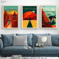 Retro Space Explorer Travel Prints Canvas Space Landscape Wall Art Poster Painting Cartoon Pictures Modern Home Decor No Frame