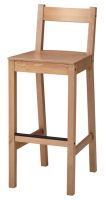 นูร์ดวีคเกน เก้าอี้บาร์มีพนัก, แอนทีคสเตน, 75 ซม. (NORDVIKEN Bar stool with backrest, antique stain, 75 cm )