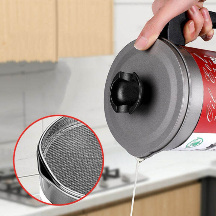 For Kitchen Helper Stainless Steel 1.4L Oil Container with Strainer