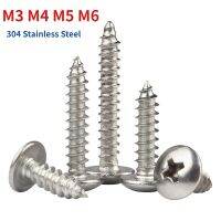 304Stainless Steel Large Flat Head Tapping Nails M3 M4 M5 M6 Cross-type Wood Screws Round Head Large Umbrella Head Mushroom Head Nails Screws  Fastene