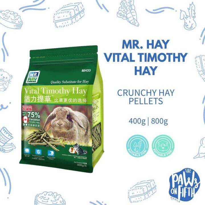 Image showcasing Mr. Hay Vital Timothy Hay Crunchy Hay Pellets 400g/800g Rabbit Treats ...
