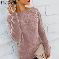 Autumn Womens Long Sleeve O-Neck Blouse Stylish Lace Patchwork Retro Bohemian Casual Party Sweatshirt Work 2021 ZANZEA Tops