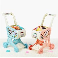 CBT Girls Cut Fruits Vegetables Role Play Plastic Supermarket Trolley Toys Shopping Cart Mini Simulation Handcart