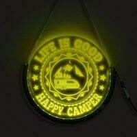 (นาฬิกาแขวนผนัง) ป้าย LED แขวน Happy Camper มีความสุขกับการตกแต่งผู้ออกค่ายป้ายไฟนีออนสัญลักษณ์การตั้งแคมป์การตกแต่งบ้านธีมการตั้งแคมป์สำหรับห้องนั่งเล่นนักท่องเที่ยว