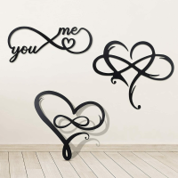 3 Pieces Infinity Heart Wall Decor Love Wall Metal Sign Heart Shaped Wall ArtIron Art Deco Home Decor