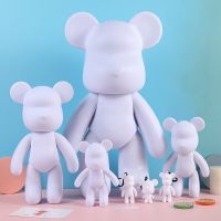 White Fluid Bear Graffiti Painting Bear Ornaments DIY Bare Bears Violent Brick Home Decoration Doll Kids Gift Toy Desktop Decor