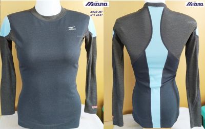 Mizuno THERMAL PLUS เสื้อปั่นจักรยาน เสื้อออกกำลังกาย เสื้อรัดรูป ผู้หญิง-ไซส์ 33-36" ของใหม่ ของแท้