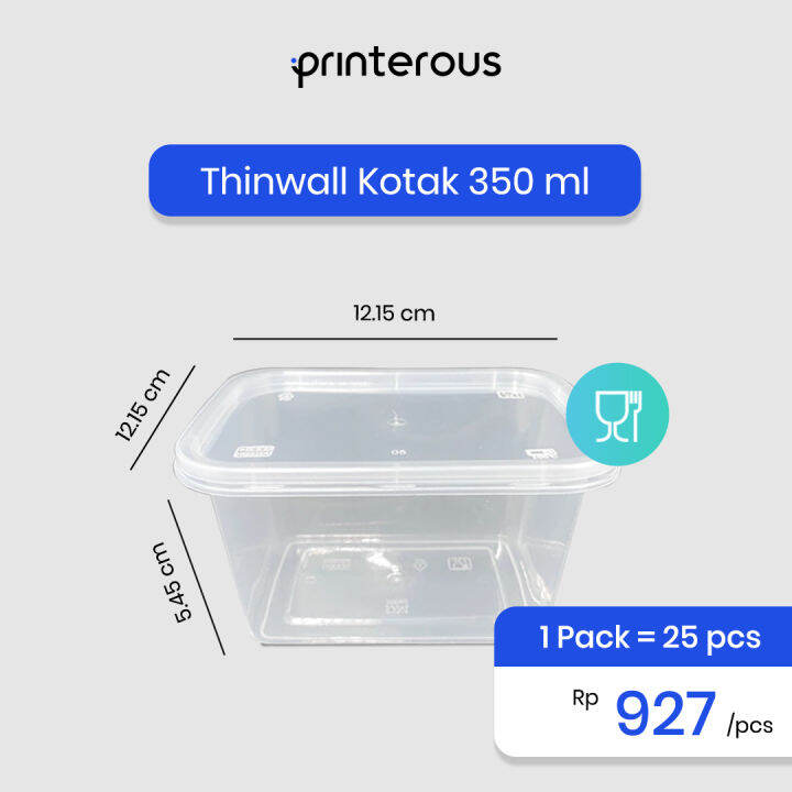 Kotak Makan Plastik Thinwall Food Container Kotak 350ml Lazada