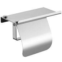 Modern Stainless Steel Wall Mount Toilet Paper Holder with Phone Shelf Roll Paper Holder Bathroom Fixture Bathroom Toilet Roll Holders