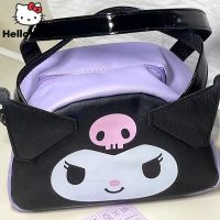 HOT★SANRIO Kuromi กระเป๋าถือมีซิปหนัง PU สำหรับผู้หญิง Y2k แบบพกพาซักสไตล์ญี่ปุ่นกระเป๋าแต่งหน้าความจุเยอะกระเป๋าเดินทางกระเป๋า