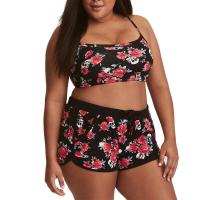 top●Plus Size Floral Tank Tops For Womens Boy Shorts Bikini Set Swimsuit Swimwear Beach