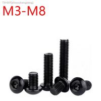 ๑⊕♈ M3 M4 M5 M6 M8 Black 304 stainl Steel Round Head Inner Hexagon Screw National Standard Half Round Head Screw Pan Head Bolt