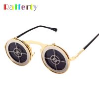 Ralferty Unique Steampunk Sunglasses Men Women Designer Round Flip Up Sun Glasses Clip UV400 Vintage Retro Hip Hop Sunglass J882