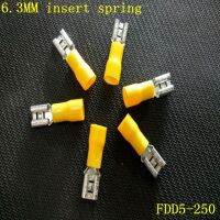 50pcs/lot FDD5.5-250 cold pressure connection terminal 6.3 inserted spring wire ear mother pre insulated end head