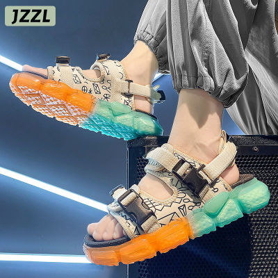 JZZL รองเท้าแตะผู้ชายอินเทรนด์,รองเท้ากีฬาลำลองกันลื่นหนา
