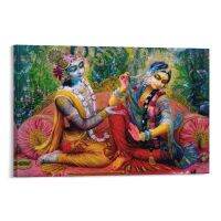 ศิลปะผ้าใบที่ทันสมัย Radha Krishna Iskcon โปสเตอร์ศิลปะบนผนังภาพวาดบนผ้าใบสำหรับห้องนอนตกแต่งห้องนั่งเล่น08X12นิ้ว (20X30ซม.) สไตล์กรอบ