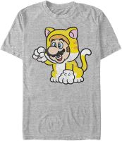 Nintendo Big &amp; Tall Cat Mario Solo Mens Tops Short Sleeve Tee Shirt