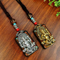 Thai Elephant Necklace Black Sandalwood Buddha Brand Mens Thangka Pendant Jixiang Guardian Protector Safe Sweater Chain Pendant GU7J