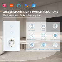 BSEED Zigbee 123แก๊งสวิทช์สัมผัส123Way บวกสหภาพยุโรป Zigbee สมาร์ทซ็อกเก็ต Tuya สมาร์ทชีวิต ผู้ช่วย Alexa การควบคุมเสียง