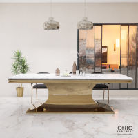 Chic Republic HERNANDEZ-G/240 MARBLE,โต๊ะทานอาหาร - ท็อปสีขาว/ขาสีทอง