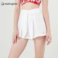 Wakingbee x Asava Pier Shorts (White) กางเกงขาสั้น ทรงบีช ใส่ทับชุดว่ายน้ำ มีโบว์ผูก ผ้าแห้งไว