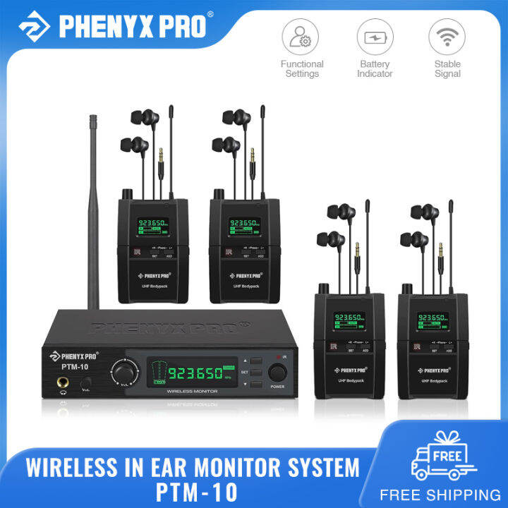 Phenyx Pro PTM104B Wireless Monitoring System in Ear Audio Stereo UHF