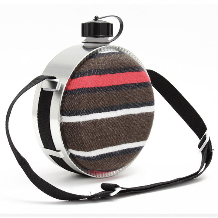 2l-outdoor-large-capacity-felt-adjustable-strap-canteen-camping-travel-hiking-kettle-water-bottle-heat-insulation-striped
