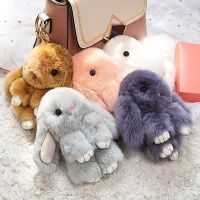 hot！【DT】﹉▬❧  15CM Fluffy Real Fur Pompon Keychain Trinket Pompom Car Chain Jewelry