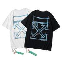 OF x x F New Fashion Hollow out Graffiti Drawing Arrow Round Neck Short Sleeve Mens and Womens T-Shirt