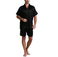 Men Fahion Summer 2Pcs Pajamas Suits Sets Satin Silk Short Sleeve Sleepwear Nightwear Homewear Tops pants