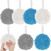 Absorbent Hands Towel Chenille Wipe Hands Ball with Hanging Hook Fast-Drying Soft Towel Hands Wipe Ball Towel Bathroom Supplies Knitting  Crochet