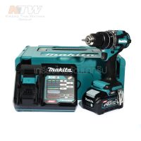 MAKITA สว่านกระแทกไร้สาย 40 โวลต์ ขนาด 13 มม. (1/2 นิ้ว) รุ่น HP002GM101 แรงบิดหมุน 65 นิวตันเมตร รวมแบตเตอรี่-แท่นชาร์จ ( M011-HP002GM101 )