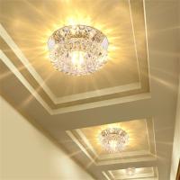 ZZOOI Downlight Three-color Dimming Led Ceiling Light Bedroom Embedded Living Room Ceiling Crystal Ceiling Light Corridor Aisle Light