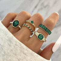 Hot selling products ? Aprilwell 5Pcs Green Crystal Rings Set for Women Gold Plated