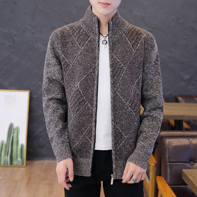Zipper Cardigan Sweater Men Fashion Korean Style Men Clothing Slim Mens Sweater Long Sleeve Knitted Cardigans Oversize  New