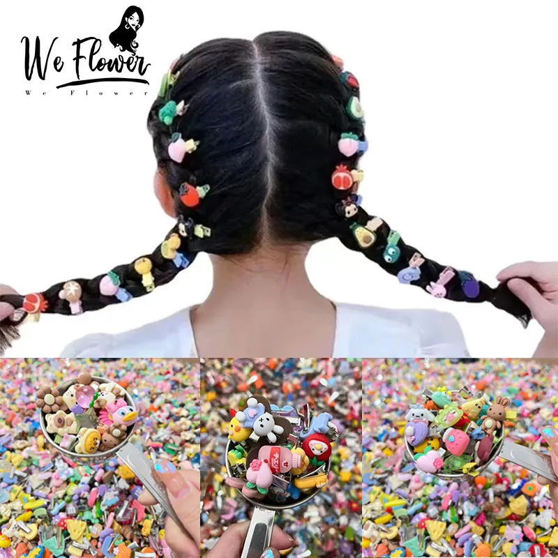 We Flower 100Pcs Children Cute Acrylic Cartoon Animals Fruits Hairpins Diy Bangs Clips Side Hairs Clips Baby Girls Sweet Hair Clips Kid Fashion Hair Accessories Random Style We Flower 100Pcs Children Cute Acrylic Cartoon Animals Fruits Hairpins Diy Bangs Clips Side Hairs Clips Baby Girls Sweet Hair Clips Kid Fashion Hair Accessories Random Style