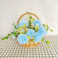 [COD] Willow weaving flower basket hand-held blue girl arrangement desktop fake indoor simulation floral princessTH