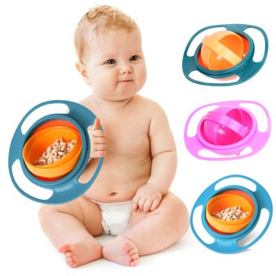 360 Degrees Rotate Baby Bowl Universal Gyro Bowl Practical Design Children Balance Gyro Umbrella Bowl Spill-Proof Bowl Tablewar