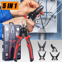 5 IN1 Multifunctional เปลี่ยนได้ Wire Stripper คีมเส้นทแยงมุมลวดเหล็ก Plier ลวดคีมจมูกยาวดีบุก Snips เครื่องมือ-Papaeeyu