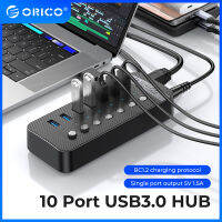 ORICO อุตสาหกรรม USB 3.0 HUB 7/10/13/16 ABS USB OTG Splitter สวิตช์เปิด/ปิดพร้อมอะแดปเตอร์ไฟ12V รองรับเครื่องชาร์จสำหรับคอมพิวเตอร์