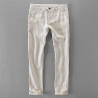 2023 Business Fashion Men Quality Pure Linen Casual Pants Brand Long Trousers Pantalones Pantaloni Un Pantalon Men Pants For Me